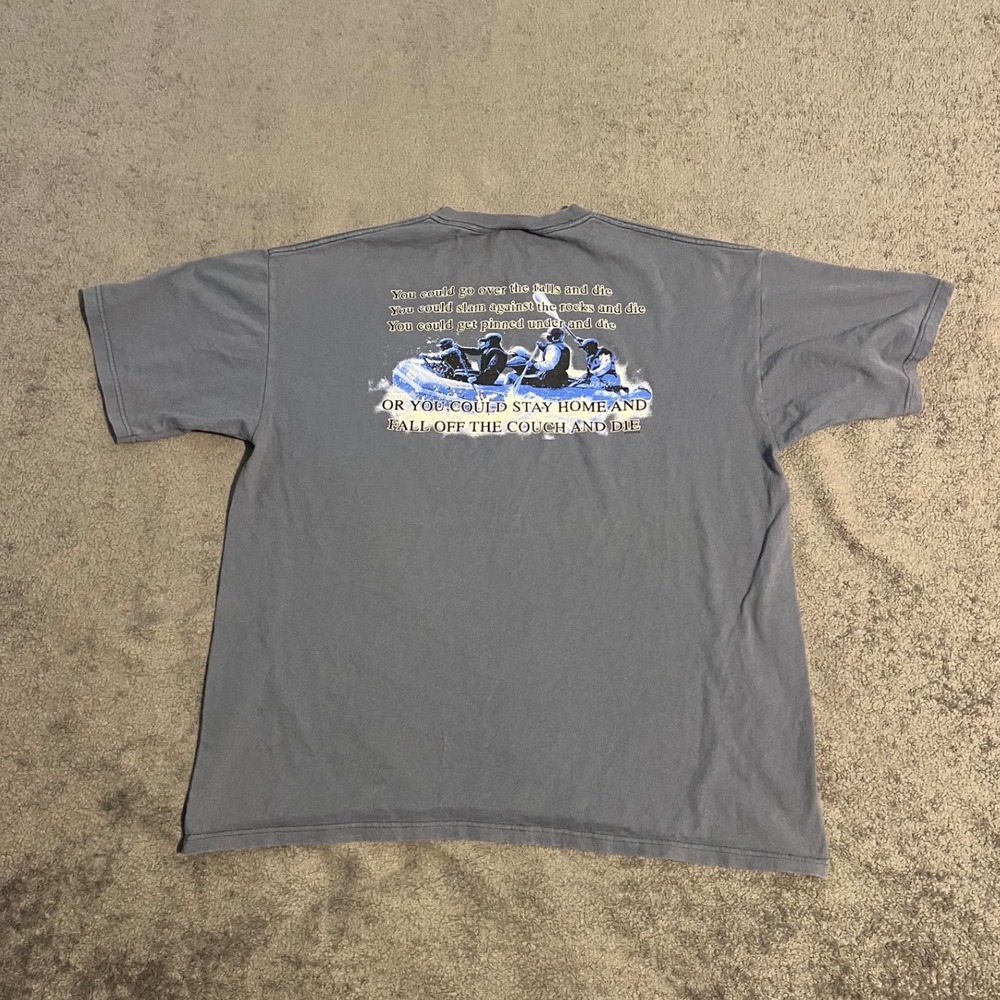 Vintage Fayetteville WV White Water Rafting Graphic T-Shirt Blue XL